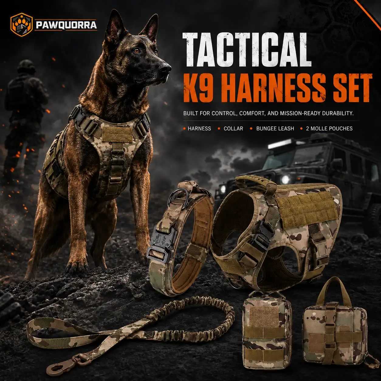 Tactical K9 Harness Set